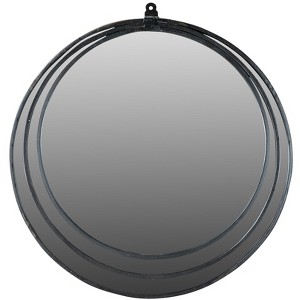 HomeRoots 22" Black Round Metal Framed Accent Mirror - 1 of 4