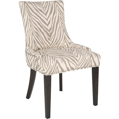 Lester Gray Zebra Linen Parsons Dining Chairs Set of 2