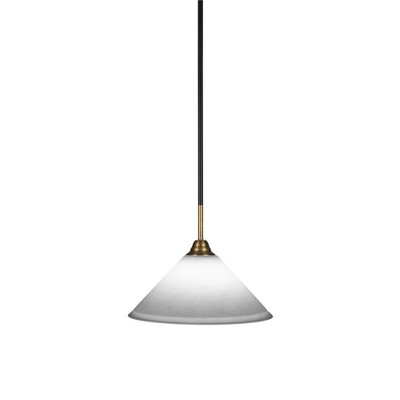 Toltec Lighting Paramount 1 - Light Pendant in  Matte Black/Brass with 12" White Muslin Shade