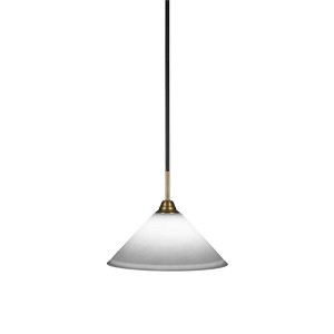 Toltec Lighting Paramount 1 - Light Pendant in  Matte Black/Brass with 12" White Muslin Shade - 1 of 1