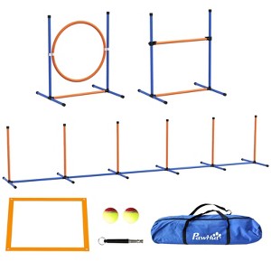 PawHut 4 Pcs Dog Agility Training Equipment, Obstacle Course Starter Kit with Weave Poles, Adjustable Hurdle Jumping Ring, Pause Box for Backyard - 1 of 4