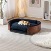 Elevated Dog Bed Pet Sofa with Solid Wood Legs and Bent Wood Back, Velvet Dog Bed with Removable Washable Cushion Cover - Cuddlewood - 3 of 4