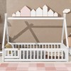 NicBex Kids Montessori Bed with Guardrails,Floor Bed with Tent-shaped Design,Twin/Full Size Toddler bed for Bedroom,White/Brown/Gray/Off-White - 2 of 4