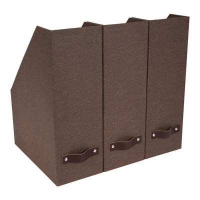 Set of 3 Estelle Canvas Magazine File Dark Brown - Bigso Box of Sweden