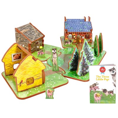 Storytime Toys The Three Little Pigs 3D Puzzle 3 in 1 Book and Toy Set - Book, Build, & Play