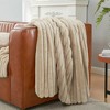 Amelie Home Soft Faux Fur Throw Blanket, Faux Rabbit Fur Striped Throw Blanket - 2 of 4