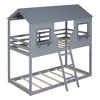 NicBex Twin Over Twin Bunk Bed with Safety Guardrail and Roof,Wood Twin Loft Bed with Ladder and Window,Noise Reduced Bunk Bed for Bedroom - 2 of 4