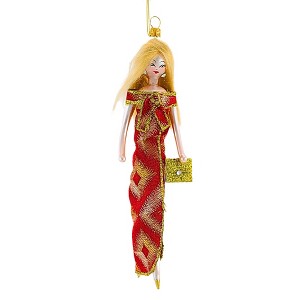 De Carlini Italian Ornaments 7.0 Inch Victoria In Orange Dress Christmas Tree Ornament , Modern Glam Fashionista (1PC) - 1 of 3