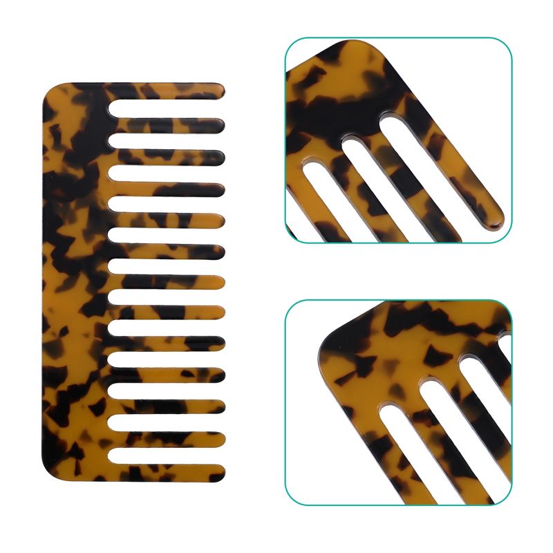 Unique Bargains Anti-Static Hair Comb Wide Tooth for Thick Curly Hair Hair Care Detangling Comb For Wet and Dry Dark 2.5mm Thick Brown 2 Pcs, 3 of 7