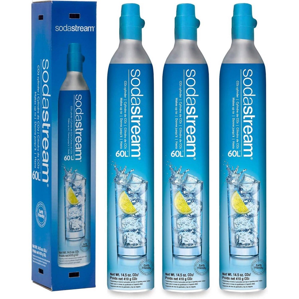 Photos - Garden & Outdoor Decoration SodaStream 3pk 60L Screw-In CO2 Cylinder: Aluminum Cartridges, 60 Liters, Blue, 8.6 lbs, 18.6" Height 