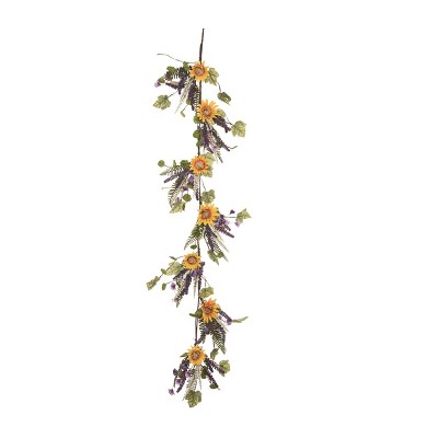 Transpac Artificial 59 in. Multicolor Spring Lavender Sunflower Garland