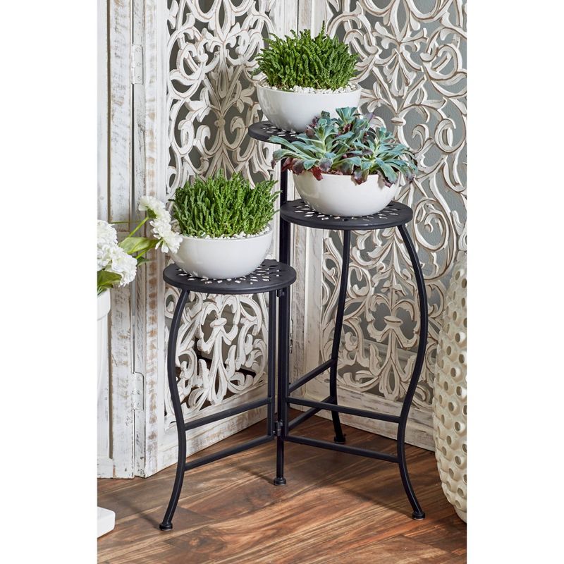 24&#34; Modern 3-Tier Folding Novelty Plant Stand Black - Olivia &#38; May, 3 of 7