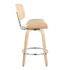Set of 2 Lombardi Counter Height Barstools Natural/Chrome/Cream: Mid-Century Design, Faux Leather, Wood Frame - LumiSource - 3 of 4