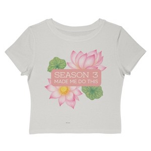 Rerun Island Women's Season 3 Made Me Do This Flowers Luxury Paradise With A Side Of Chaos Short Sleeve Graphic Cotton Baby Tee - 1 of 4