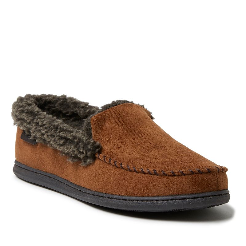 Dearfoams Men's Eli Microsuede Moccasin Slipper with Whipstitch, 1 of 5
