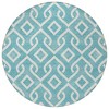 Teal Blue And Ivory Geometric Washable Indoor Outdoor Area Rug - 4 of 4