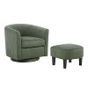 Green Swivel Accent Chair 360° Comfy Recliner Corduroy Arm Chair Single Sofa with Ottoman for Living Room Bedroom - 2 of 4