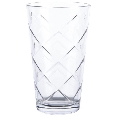 Clear Embossed Lattice 16-Piece Glassware Drinkware Set