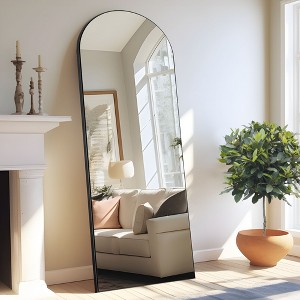 PexFix Wood Frame Arched Floor Mirror, Bedroom Living Room Wall Mirror - 1 of 4
