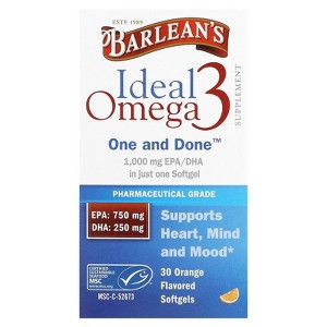 Barlean's Ideal Omega 3, Orange, 30 Softgels - 1 of 3
