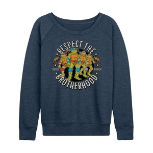 Women's - Teenage Mutant Ninja Turtles - Respect The Brotherhood Lightweight French Terry Wide Neck Long Sleeve Shirt - 1 of 4