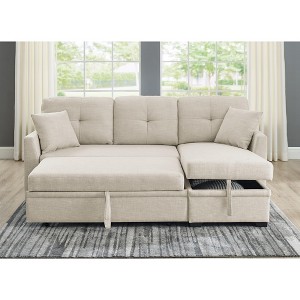 Racxily Modular Sleeper Sectional Sofa with Storage, L Shape Sectional Modular Couch Wide Deep seat Sofa - 1 of 4