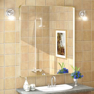 Apmir 32 in. W x 36 in. H Rectangular Aluminum Alloy Framed and Tempered Glass Wall Mirror in Brushed Gold - 1 of 4