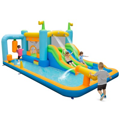 Infans Inflatable Water Slide Giant Kids Bounce House Park Splash Pool without Blower