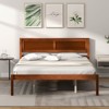 Infans Queen Size Wooden Platform Bed Frame with Headboard Mattress Foundation Walnut - 4 of 4