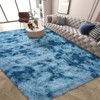 Extra Large Plush Shag Area Rug, 1.7" Thick Ultra Soft Non-Slip Tie-Dye Peacock Blue Mat - 2 of 4