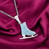 Slickblue Festive Blue Enamel Ice Skate Pendant – Rhodium Plated, Holiday Jewelry with 16" Chain for Women - 2 of 3