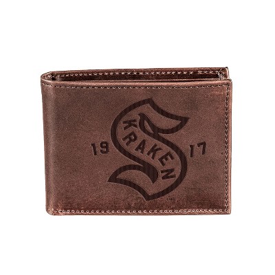 Seattle Kraken, NHL Winter Classic 2023, Bi-Fold Wallet, Brown, CH, 100% Genuine Leather