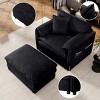 Oversized Recliner Armchair with Ottoman, Chenille Upholstered Modular Lounge Chair for Living Room Bedroom-3irtyhousy - 3 of 4
