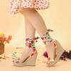 Perphy Women's Platform Floral Printed Open Toe Espadrille Wedge Sandals - 4 of 4