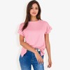 Anna-Kaci Women's Striped Knit Top with Crew Neck and Short Sleeves, Casual Loose Fit Comfortable Blouse - 4 of 4