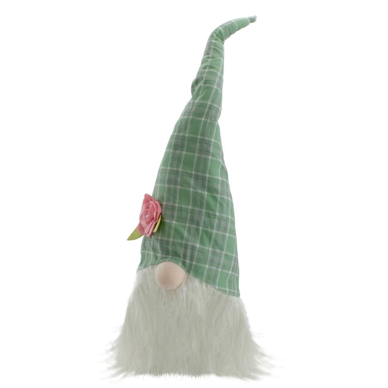 Northlight 20" Green and White Plaid Spring and Easter Gnome Head Table Top Decor, 4 of 6