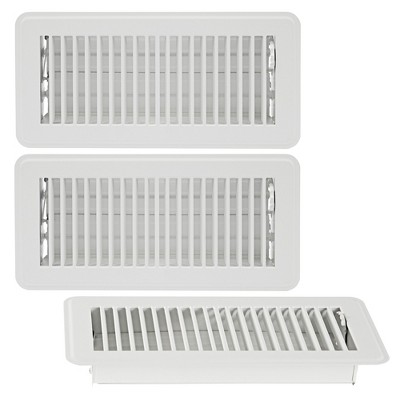 Built Industrial 3 Pack Air Vent Register, Floor Vent Covers 4x12 with Damper for HVAC Systems with 11.5 x 3.5 in Opening, White