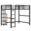 YOOCOZZ Full Size Metal Loft Bed with Built-in Desk and Storage Shelves - Black - 3 of 4