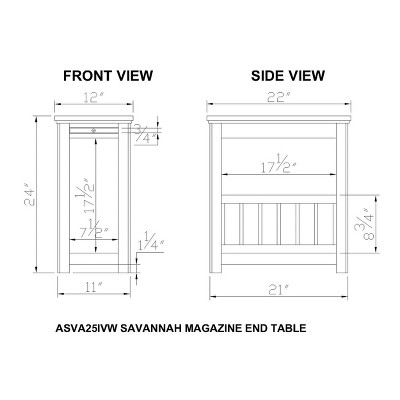 Savannah Ivory and Natural Wood Chairside Magazine End Table with Pull-Out Shelf
