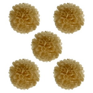 Unique Bargains Decorative Reusable Party Wedding Tissue Pom Poms Flowers 5 Pcs - 1 of 4