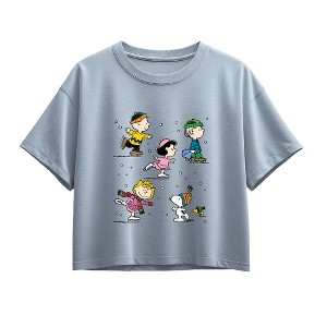 Girls' Peanuts Winter Fun Short Sleeve Boxy Graphic T-Shirt