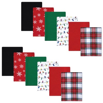 Hudson Baby Unisex Baby Cotton Flannel Burp Cloths Bundle, White Tartan, One Size