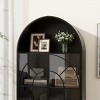 Arched Storage Cabinet with Glass Doors and Open Shelves Modern Metal Pantry Organizer for Kitchen Dining Room or Living Room Display- The Pop Home - 3 of 4