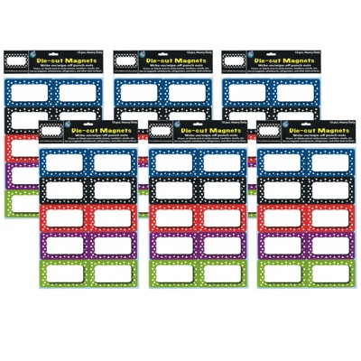 Ashley Productions Die-Cut Magnetic Colorful Dots Labels/Nameplates, 10 Per Pack, 6 Packs