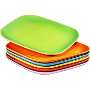 Bruntmor 10" Square Ceramic Appetizer Plates or Serving Platter, Set of 6, Multicolored