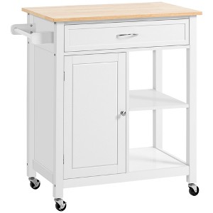 NicBex 1 Drawer Rolling Kitchen Island Cart with 1 Cabinet and 2 Open Shelves,Kitchen Island on Wheels with Towel Rack,Island Table for Kitchen - 1 of 4