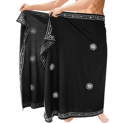 LA LEELA Men's Swimwear Cover Up Samoan Beachwear Summer Long Wrap Casual Embroidery Vacation Lava Lava For Men Sarongs Cover-Up One Size Smokey