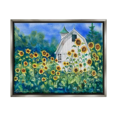 Stupell Industries Tall Sunflowers Country Barn Framed Floater Canvas Wall Art