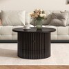 HDZNVF Round Coffee Table for Living Room in Dark Brown, Farmhouse Coffee Table with a Drawer - 2 of 4