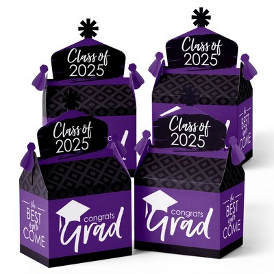 Big Dot of Happiness Purple Grad - Best is Yet to Come - Treat Box Party Favors - 2025 Purple Graduation Party Goodie Gable Boxes - Set of 12